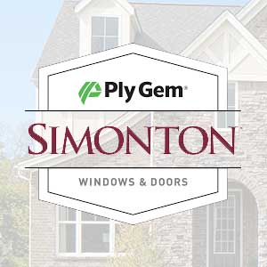 Simonton PlyGem Windows logo on top of house