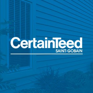 CertaintTeed logo on top of house with lap siding