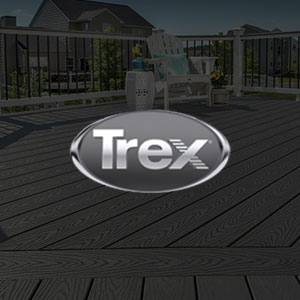 Trex logo on top of pic of deck